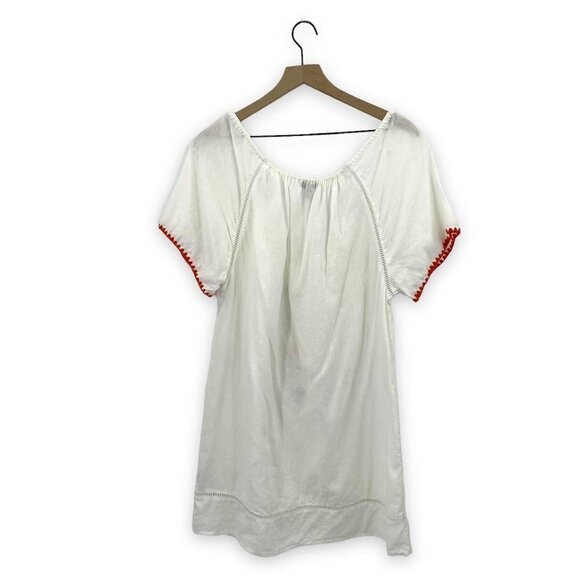 J. Crew Embroidered Linen Cotton Pom Pom Cover Up Dress White Size Medium - Picture 6 of 9